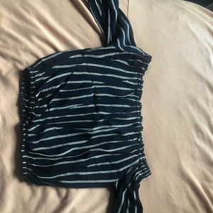 Navy & white off shoulder top